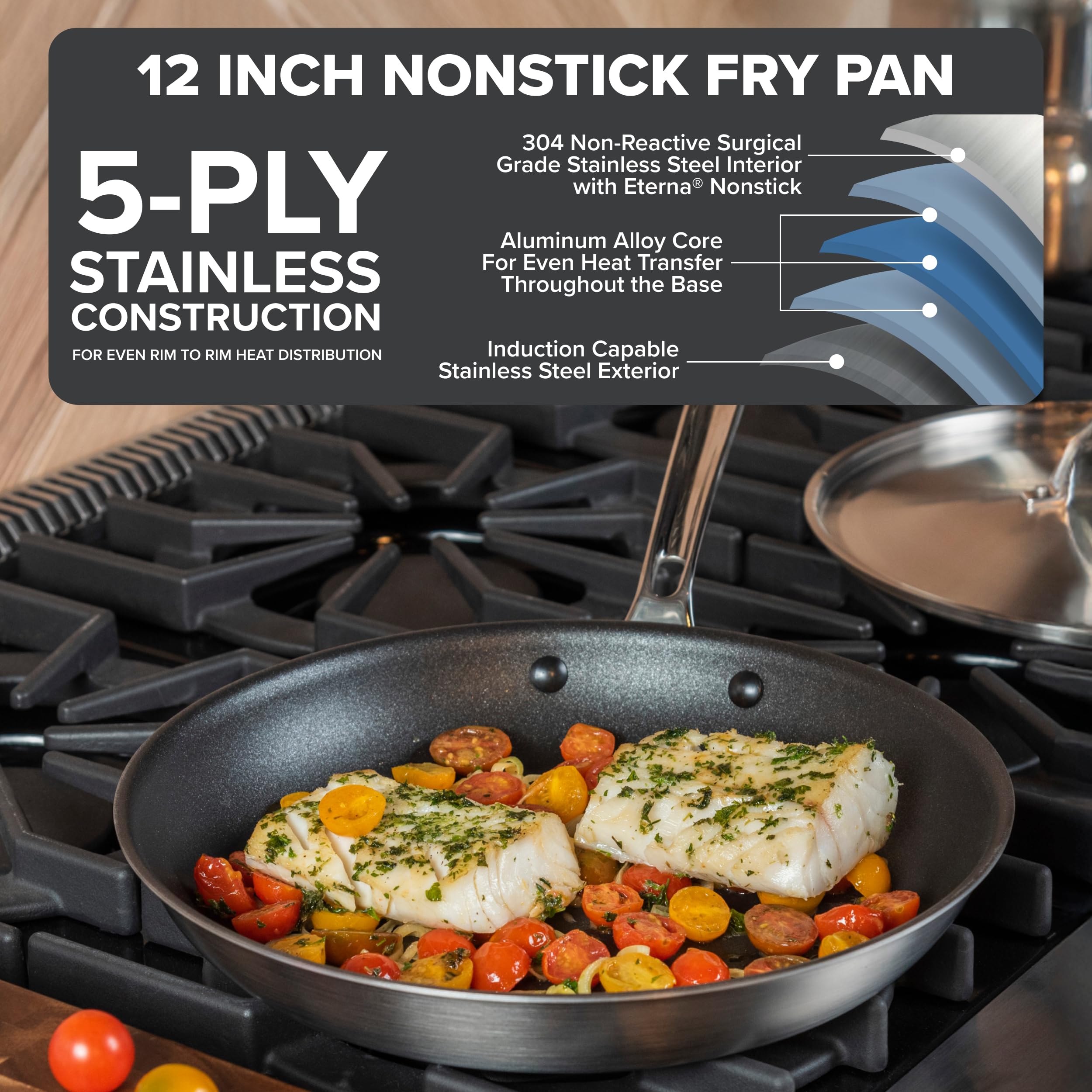 Amazon.com: Viking 5-Ply Non Stick Frying Pan, 12 Inch Stainless