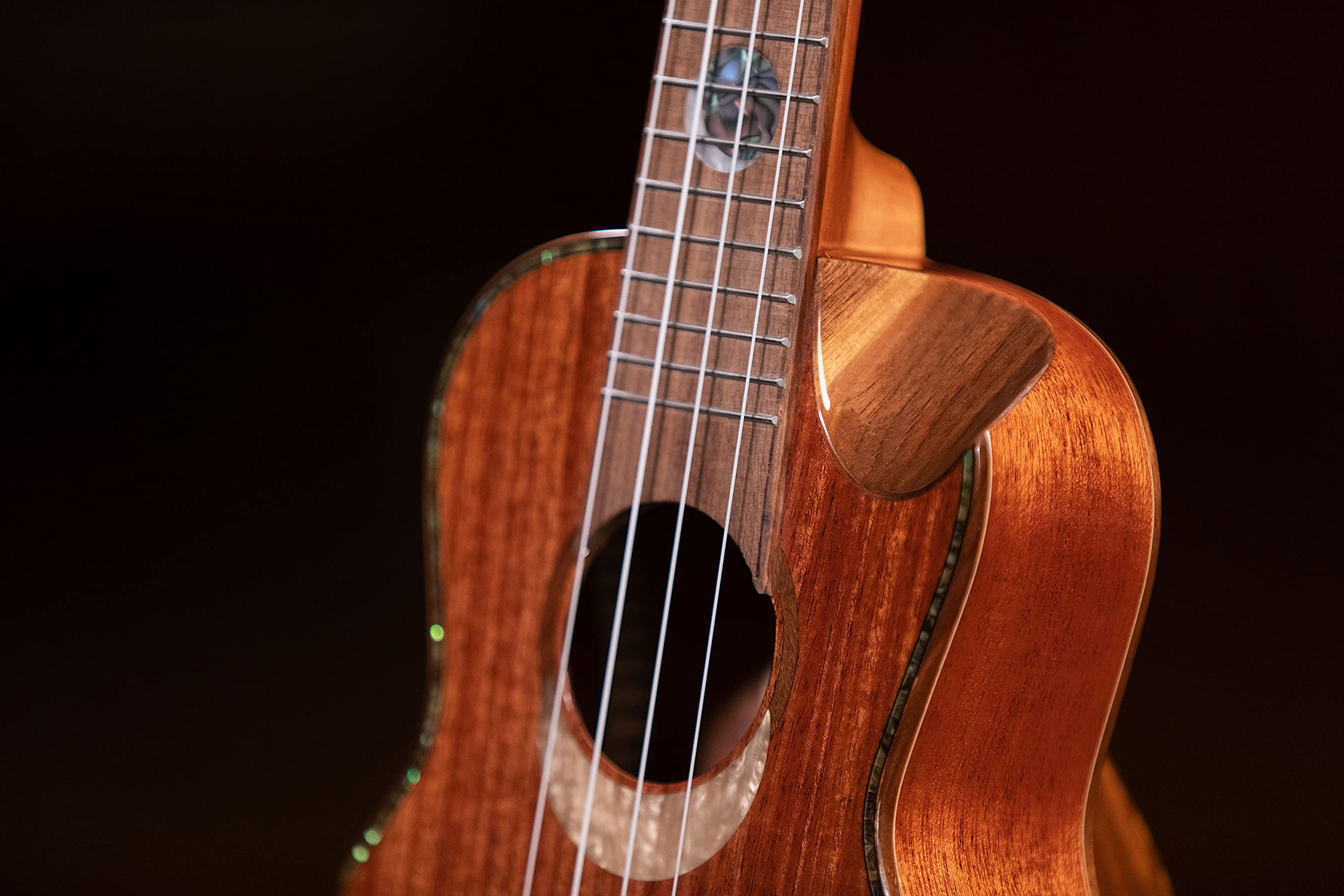Ortega Guitars Ukulélé Concert Acoustique – 2 évents sonores – Série Custom Built – Avec Housse – Acajou, Naturel (ECLIPSE-CC4)