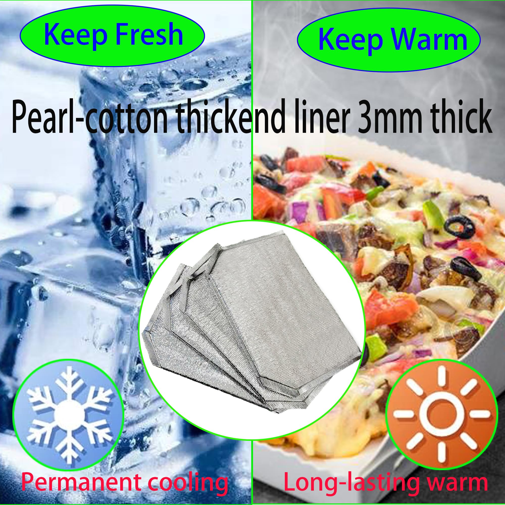 Wiederverwendbare Isolierbeutel, Thermobox-Einlagen, 4 Packungen, 35,6 x 23,4 x 58,9 cm, Folien-Thermobox-Einlagen für Takeaway-Verpackung, Isolierung, Lunchbox, Einkaufstasche, Isolierfutter,