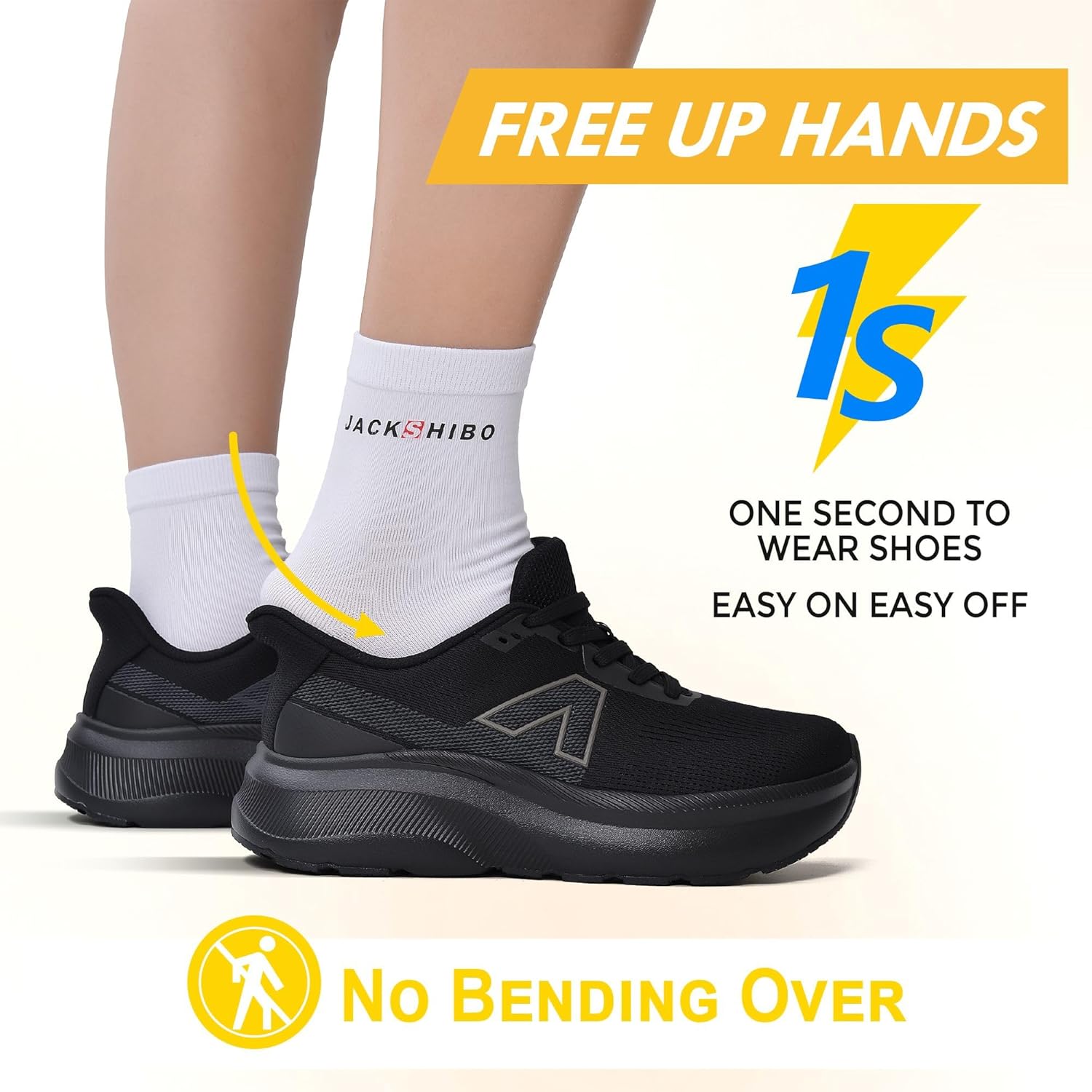 JACKSHIBO Slip in Men Hands Free Wide Toe Box Shoes Slip on Trail Running Walking Tennis Athletic Sneakers Width Arch Support Plantar Fasciitis Orthopedic Shoes with Cushion Thick Zero Drop Sole - Image 2