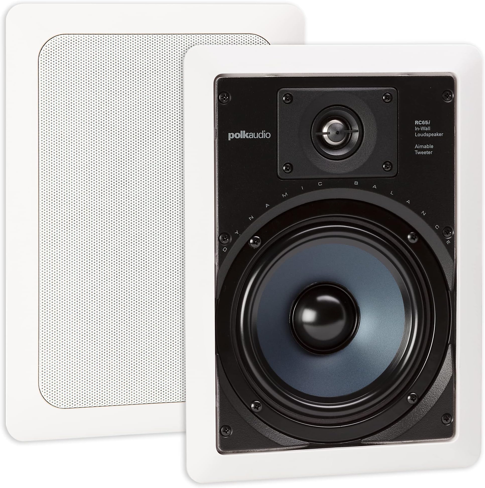 Polk Audio RC65i 2-Way in-Wall 6.5" Speakers (Pair), Ideal for Damp and Humid Indoor/Outdoor Placement, (White, Paintable Grille) (Pack of 8)