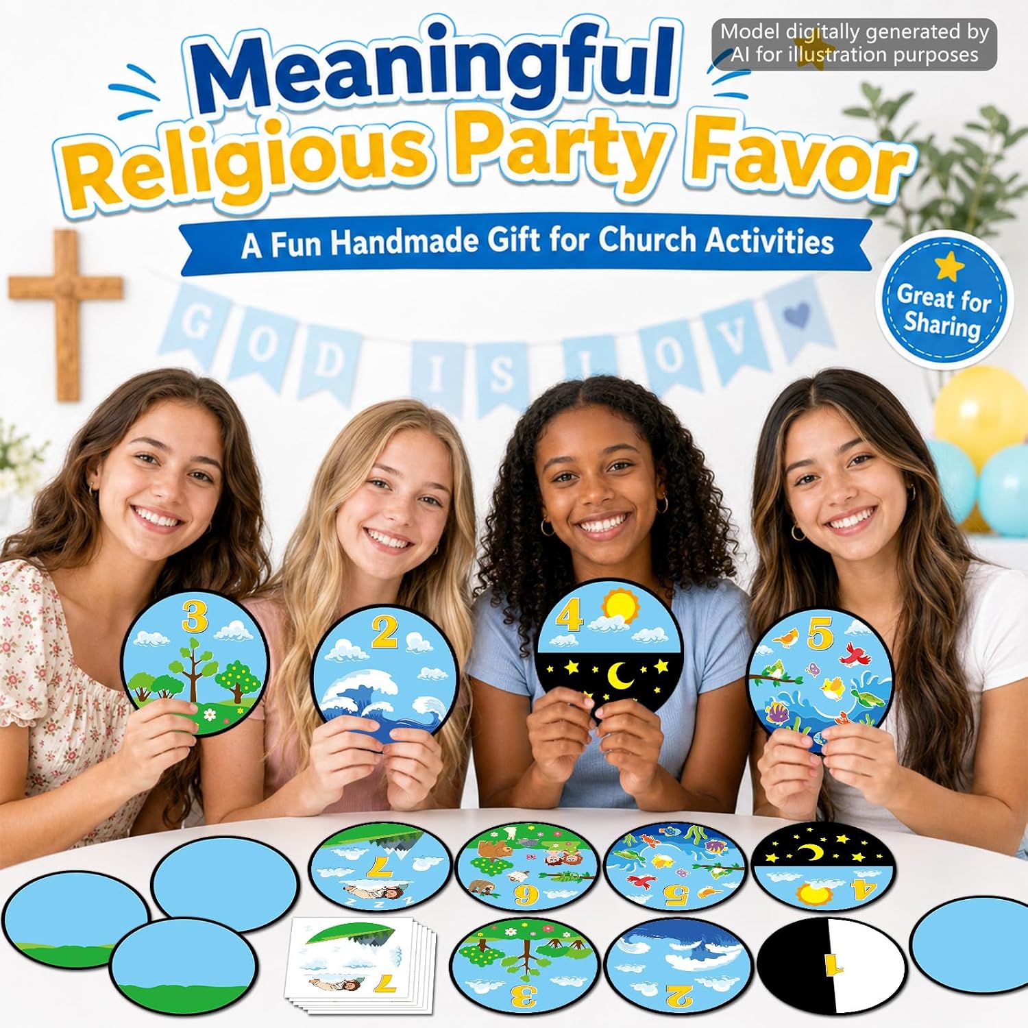 28 Set 7 Days of Creation Sticker for DIY Bible Crafts Make Your Own Craft Gifts Self-Adhesive Stickers VBS Christian Sunday Church Religious Party Favors Supplies Game Fun Home Activities Decorations image 5