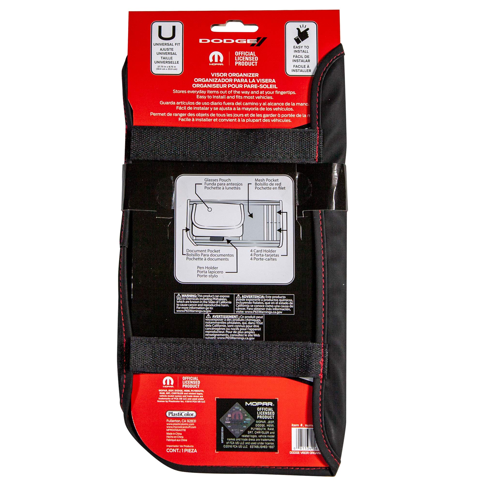 Plasticolor 006193R01 Dodge Logo Car Truck or SUV Sun Visor Organizer Auto Interior Pocket Organizer Registration Document Holder — view 4