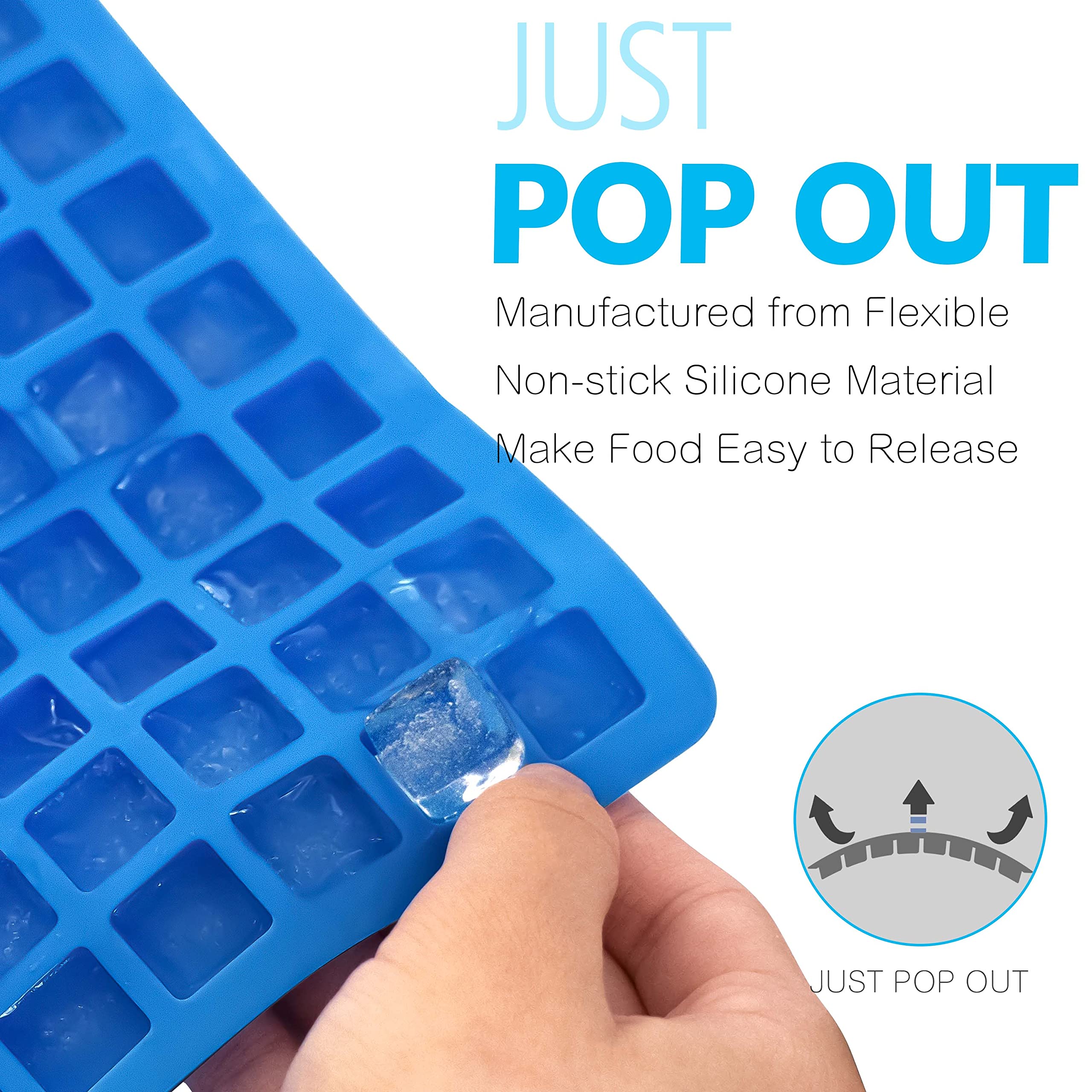 ANAEAT Stampo quadrato in silicone a 126 cavità, confezione da 2 mini stampi per cioccolatini fatti in casa, caramelli, gelatine, gommose, cubetti di ghiaccio, tartufi, praline e ganache, flessibili e