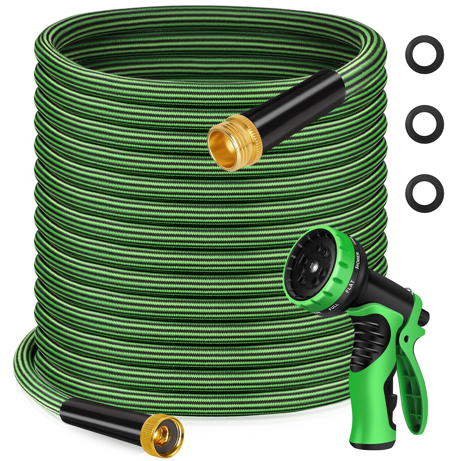Photo 1 of Watato Garden Hose 100FT Non-Expandable Water Hose Flexible Kink-Free Lightweight Leak-Proof Sturdy Outdoor Hose Water Pipe for Garden Yard Lawn Camper 3/4 Inch Solid Brass Fittings with Spray Nozzle