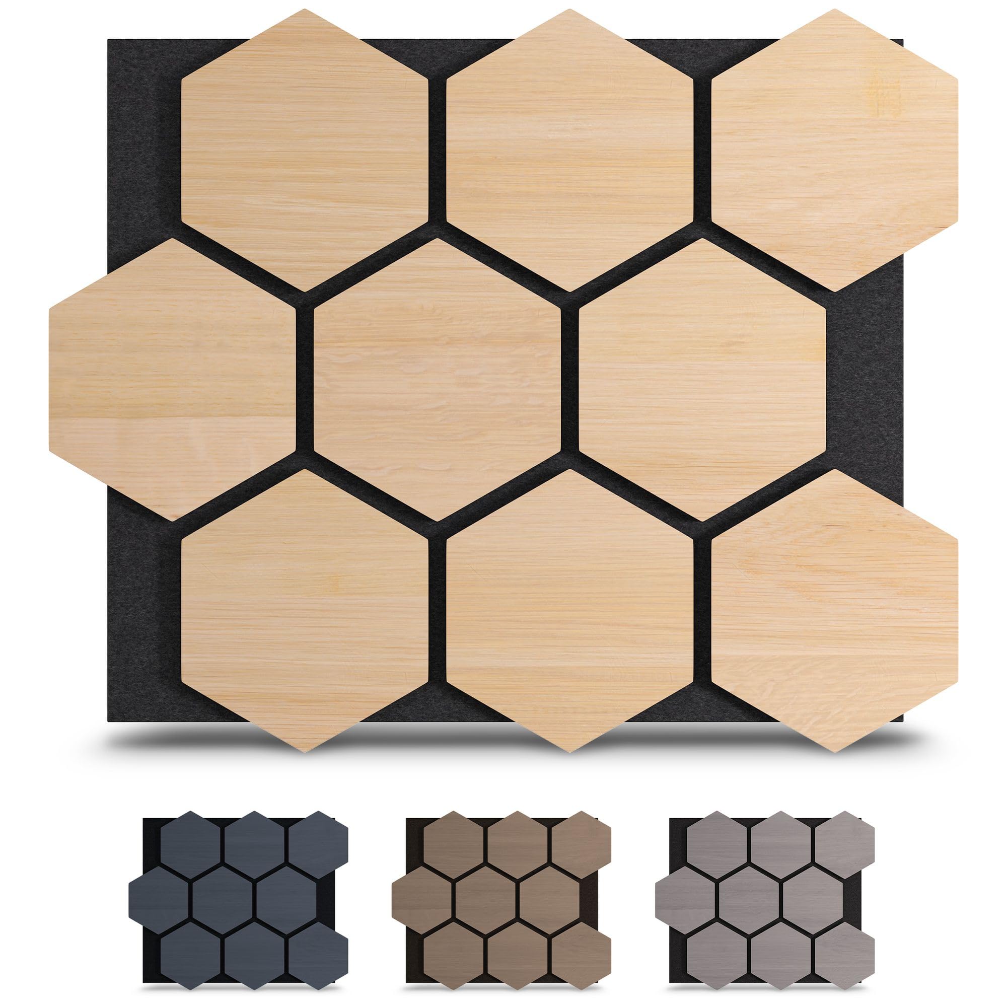 4x Pannelli acustici esagonali 76 x 62cm Rovere chiaro legno