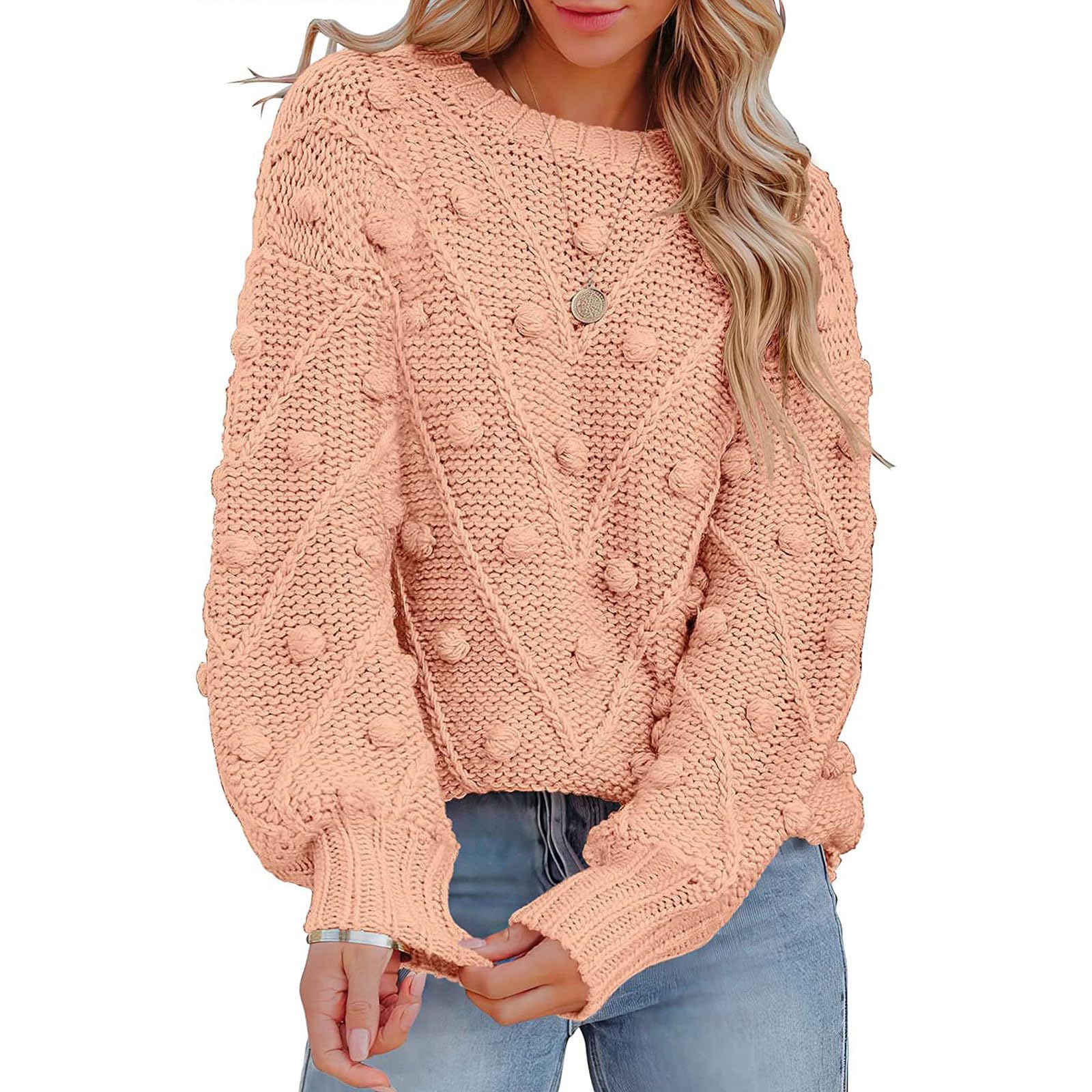 Maglione Donna Casual Maniche Lunghe Pullover Classico Autunno Inverno | Modello versatile e facile, dona un aspetto curato senza rinunciare al comfort quotidiano, ideale per autunno inverno.