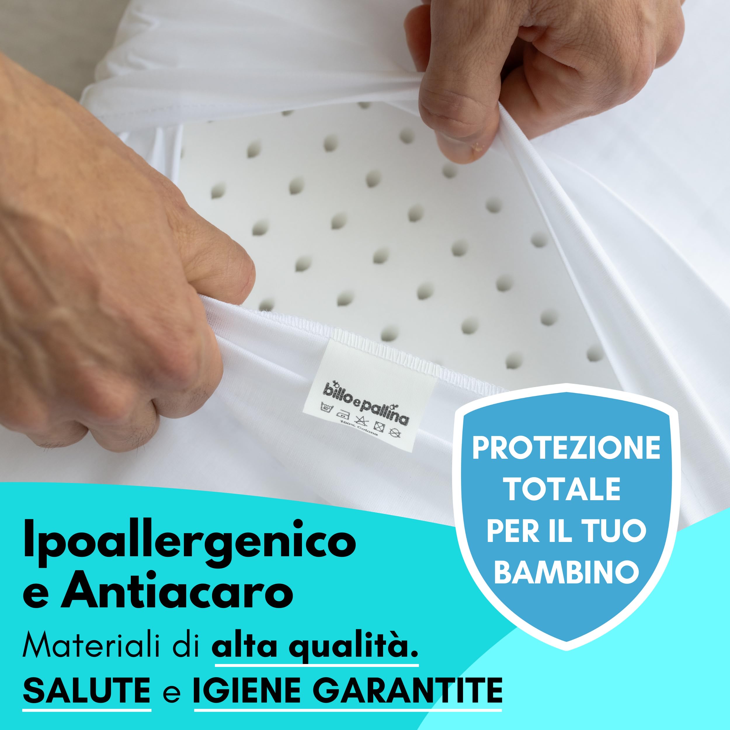 Materasso Carrozzina Made in Italy-Culla Neonato-Lettino Bambino-Passeggino Trio-Cuscino Neonati-Cuscino Compreso- Letto Prima Infanzia- Materassino Universale Antisoffoco 72 x 32/26cm