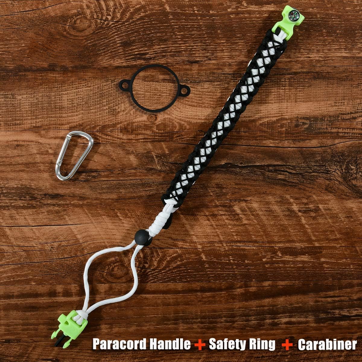 QeeLink Paracord Hande Compatible with Hydro Flask Standard Mouth Water Bottle Carrier with Safety Ring Holder | Simple Modern Ascent | Vmini Cell Strap - 12 oz, 18oz, 21 oz, 24 oz