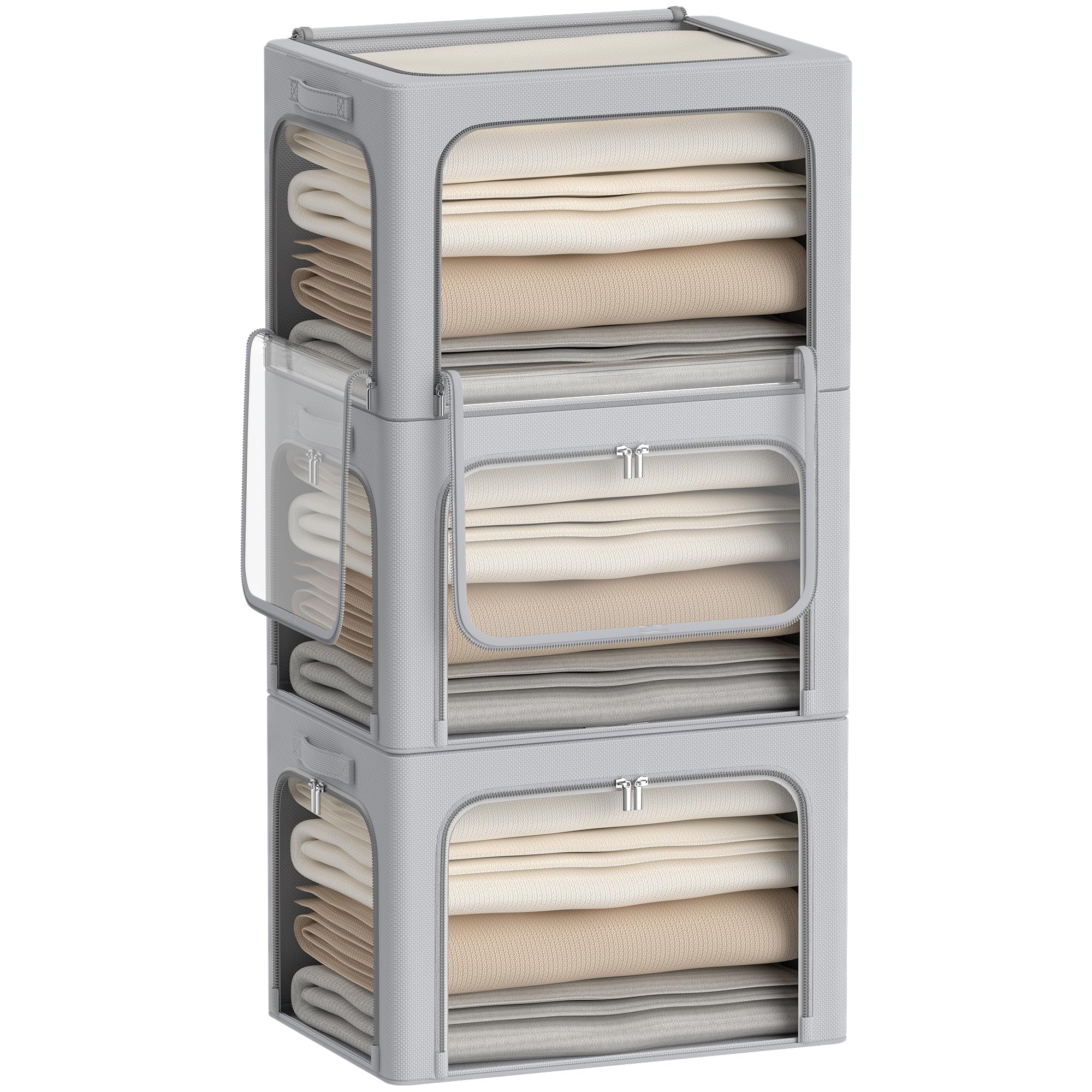 Amazon.com: 3Pack Clothes Storage Bins - Oxford Frame Storage Box ...