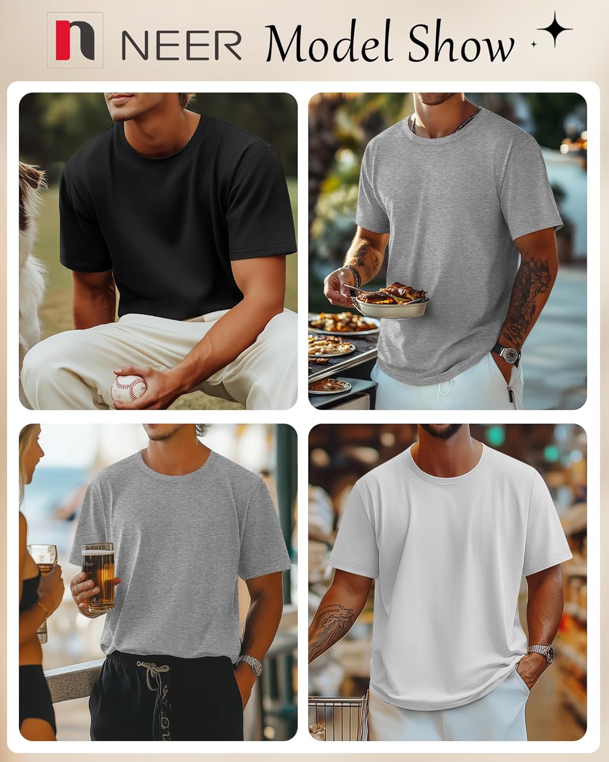 Neer 3 Pack Men's Round Neck T Shirts 95% Cotton M-7XL Short Sleeve Tops Regular Big Tall Tees Soft 2026 Summer Basic Tops - Image 6