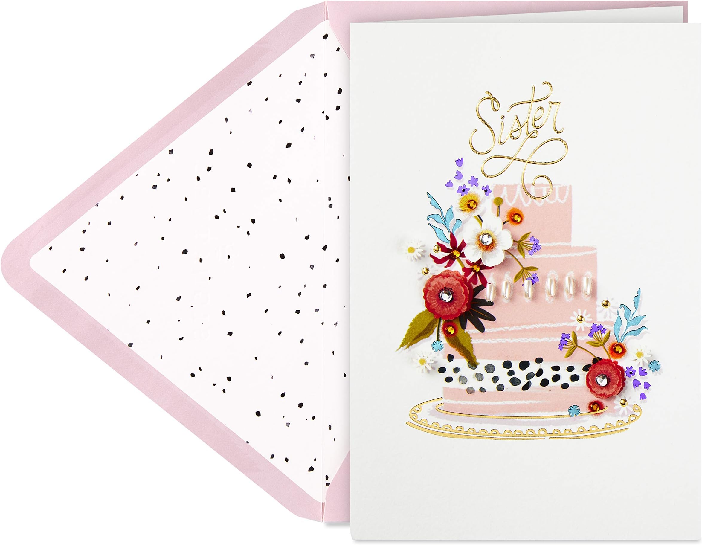 Signature Birthday Card for Sister (Elegant Cake)