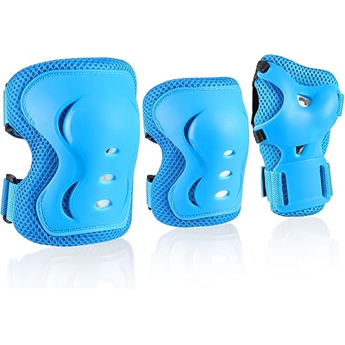 JBM Knee Pad Elbow Pads and Wrist Guards Protective Gear Set for Skateboarding Cycling Roller Skating Inline Skating Scooter Riding BMX Biking Sports