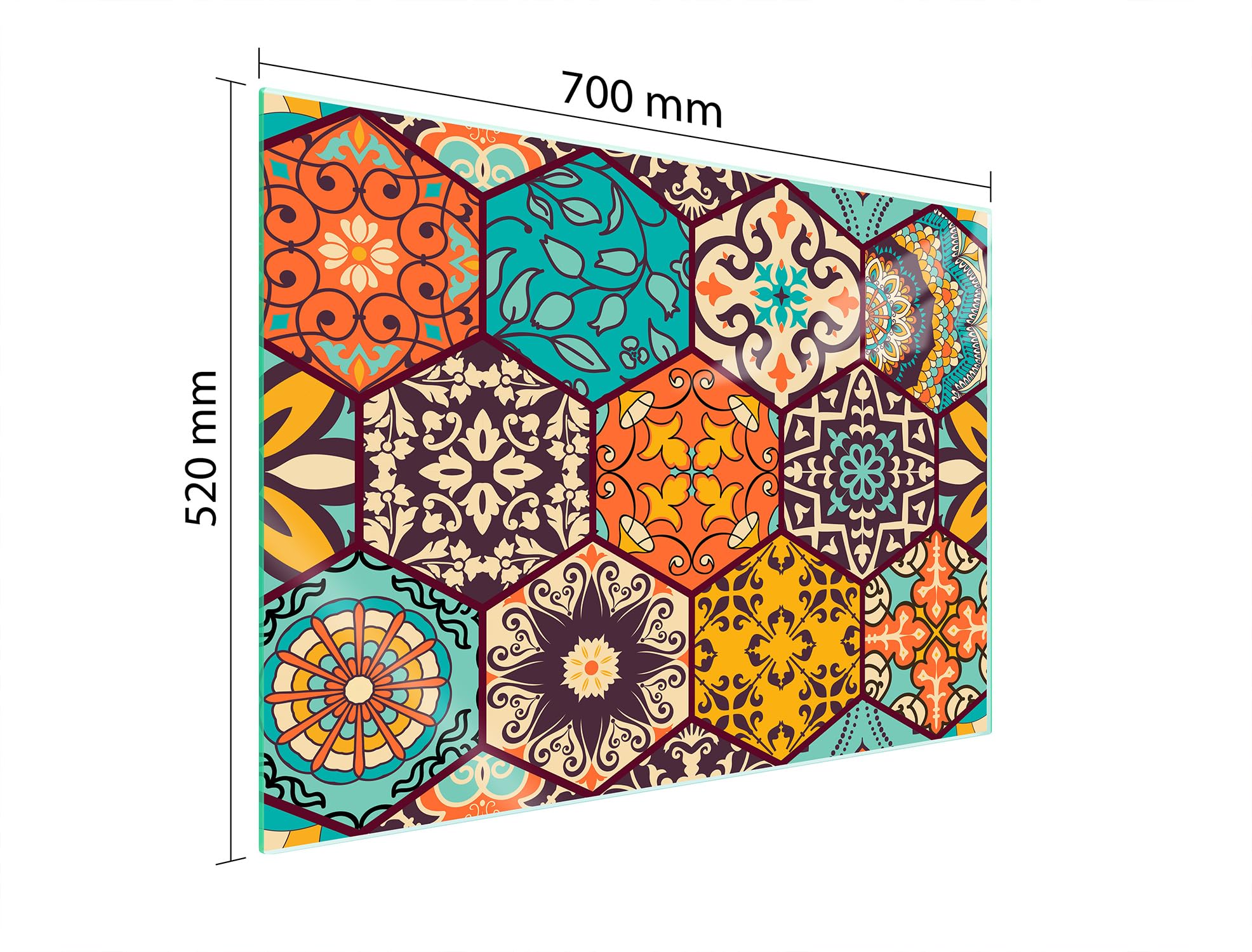 TMK ArtDeko Copri piano cottura induzione 70 x 52 cm copertura per piano cottura in vetroceramica 1 pezzi universale per piastre di cottura paraspruzzi tagliere in vetro temprato, Mangiare
