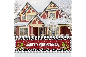 Merry Grinchmas Banner 2 Packs, Merry Christmas Sign Yard Sign Removable Washable...