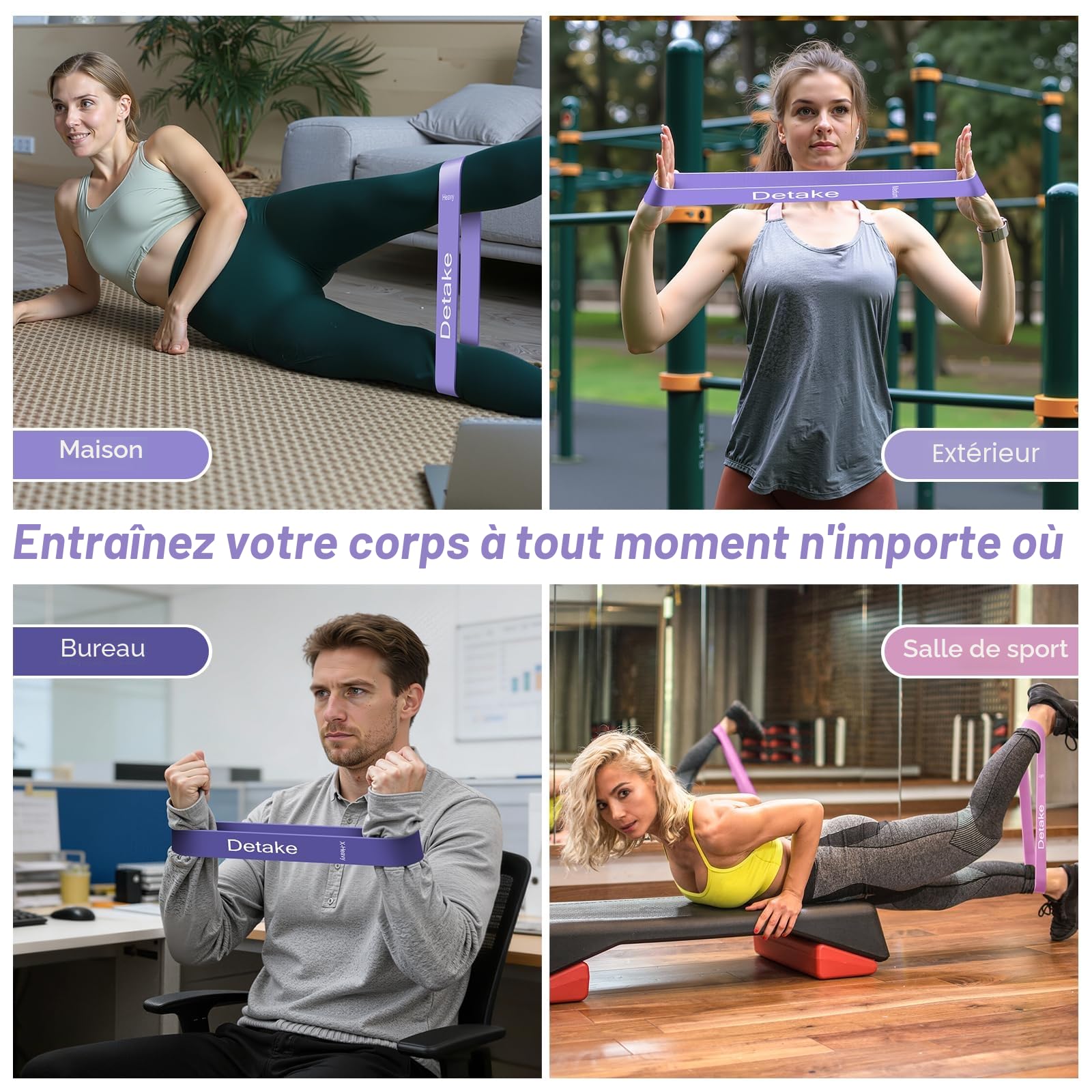 Elastique Musculation, [Lot de 5] Bande Élastique Musculation, 5 Niveaux de Résistance Elastique Sport avec Sac de Rangement, Bande de Resistance Musculation pour Yoga Musculation Pilates Sports