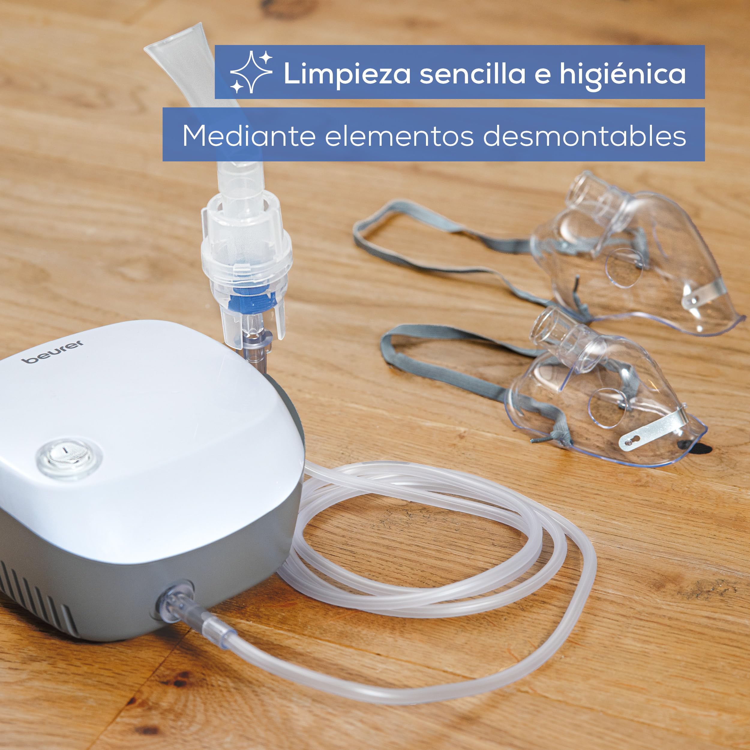 Beurer IH 18 Nebulizador para resfriados y enfermedades respiratorias, asma, EPOC, adultos y niños, compacto blanco