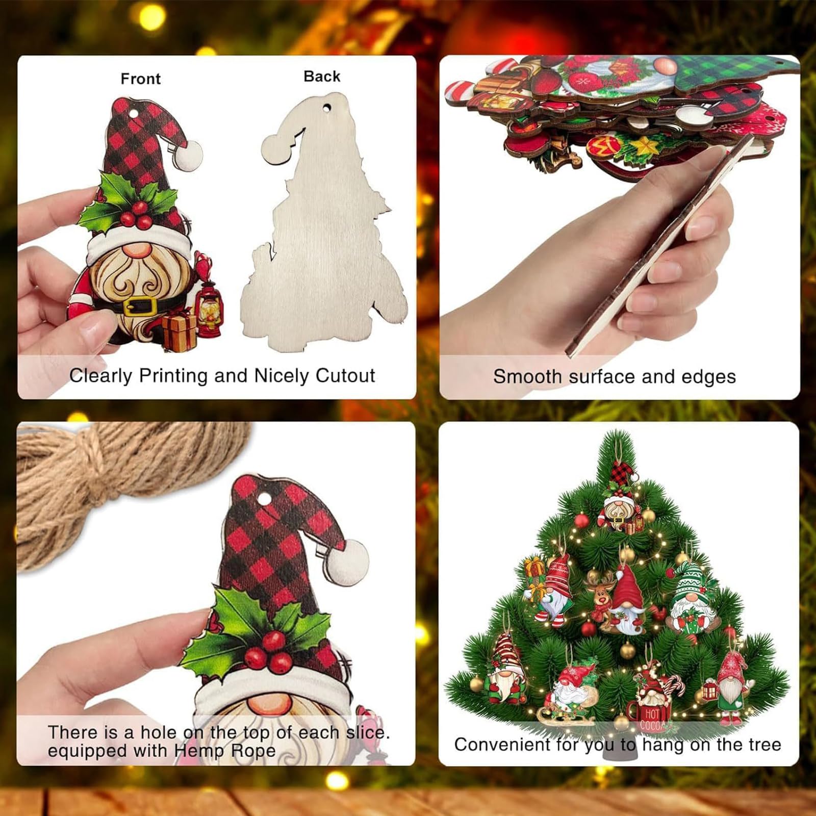 JSTHHTT Weihnachts Wichtel Anhänger Set - 36 Stück Christbaumschmuck Mit Schnur