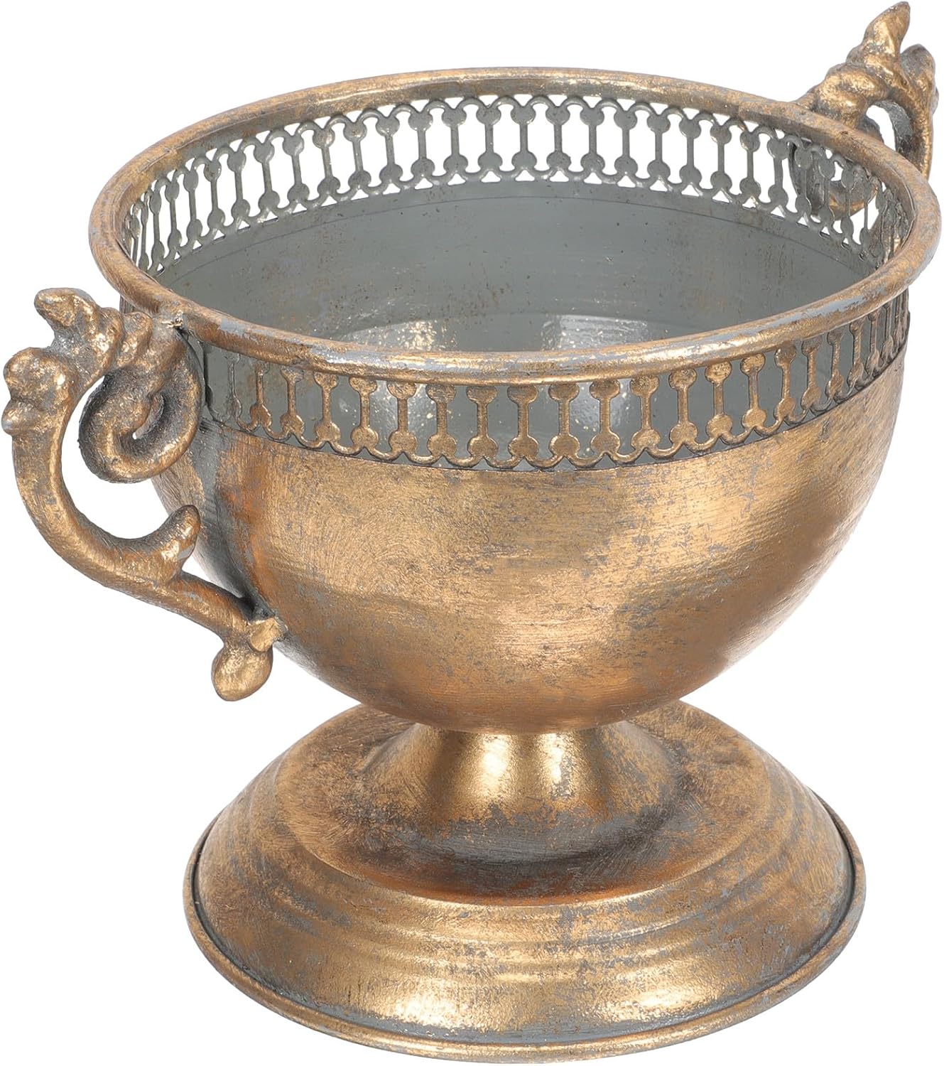 Metal Flower Arrangement Vase 17x15cm Vintage Style Desk Centerpiece Hydroponic Home Decor Decorative Metal Vase for Tabletop Display