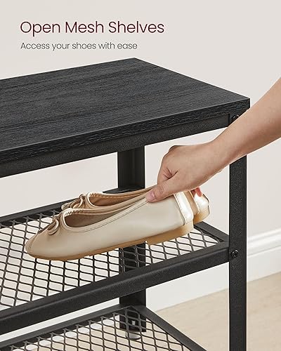 Miniatura 12 de VASAGLE - Zapatero de 3 niveles, estantes de almacenamiento de 39,4 pulgadas de largo, para entrada, sala de estar, pasillo, muebles de acento, café