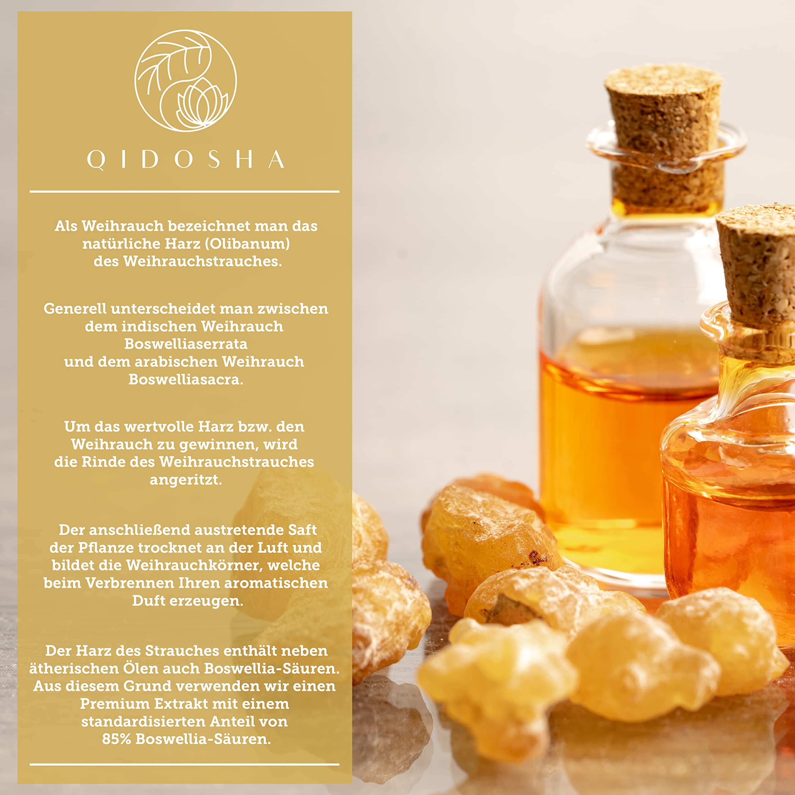 QIDOSHA® Boswellia serrata Weihrauchkapseln hochdosiert, TESTSIEGER 08/23*, 270 Stk/Glas, 85% Boswellia-Säure, 500mg Weihrauch Extrakt/Kapsel, Weihrauch Kapseln hochkonzentriert