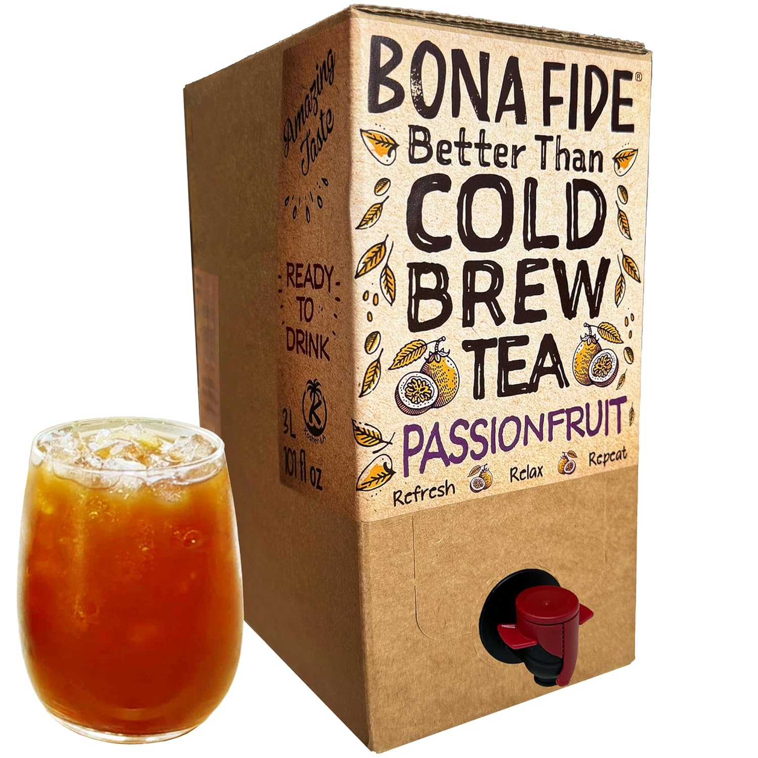 Better Than Cold Brew Passion Fruit Tea, 3L (101 Fl Oz) Bag in Box with Tap | Tropical, Fruity & Refreshing | Eco-Friendly Packaging
