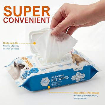 MED PRIDE Hypoallergenic Cat Wipes with Aloe Vera,Alcohol-Free,720 Count