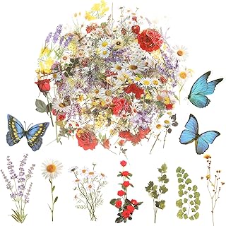 543PCS，70 Sheets Natural Flower Stickers for Scrapbooking，Self-Adhesive ...
