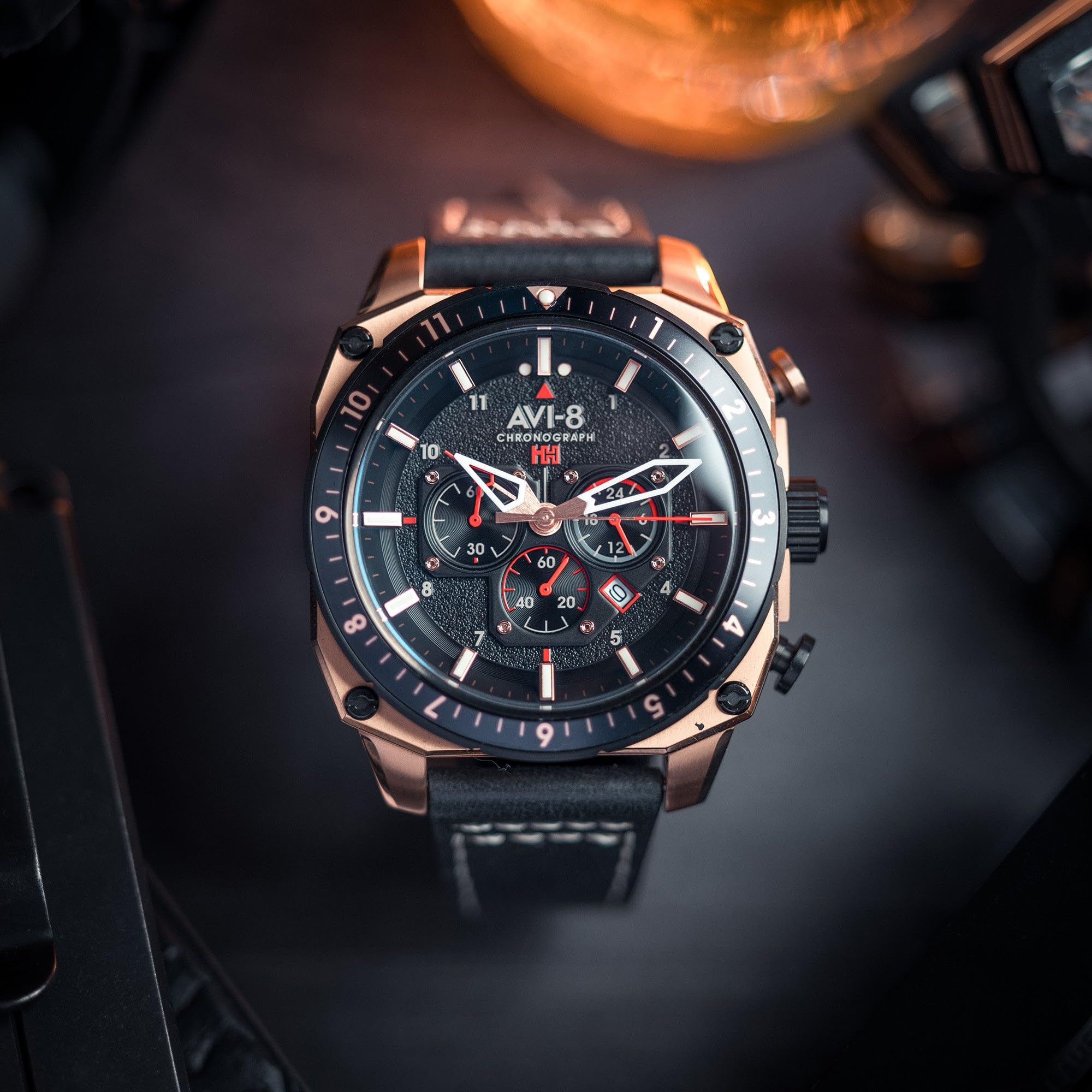 AVI-8 Hawker Hunter Atlas Dual Time Chronograph Jet Black