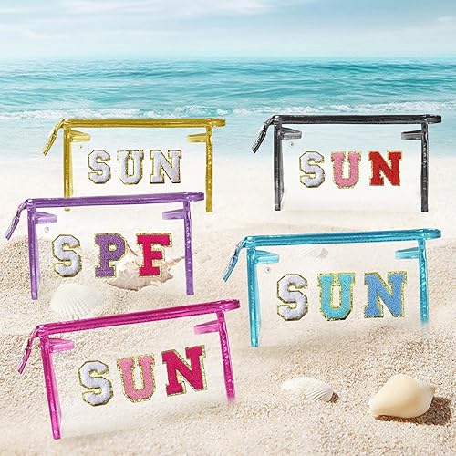 Miniatura 6 de COSHAYSOO Bolsa de maquillaje transparente para protección solar, para playa, viaje, con cremallera, organizador de maquillaje para mujeres,