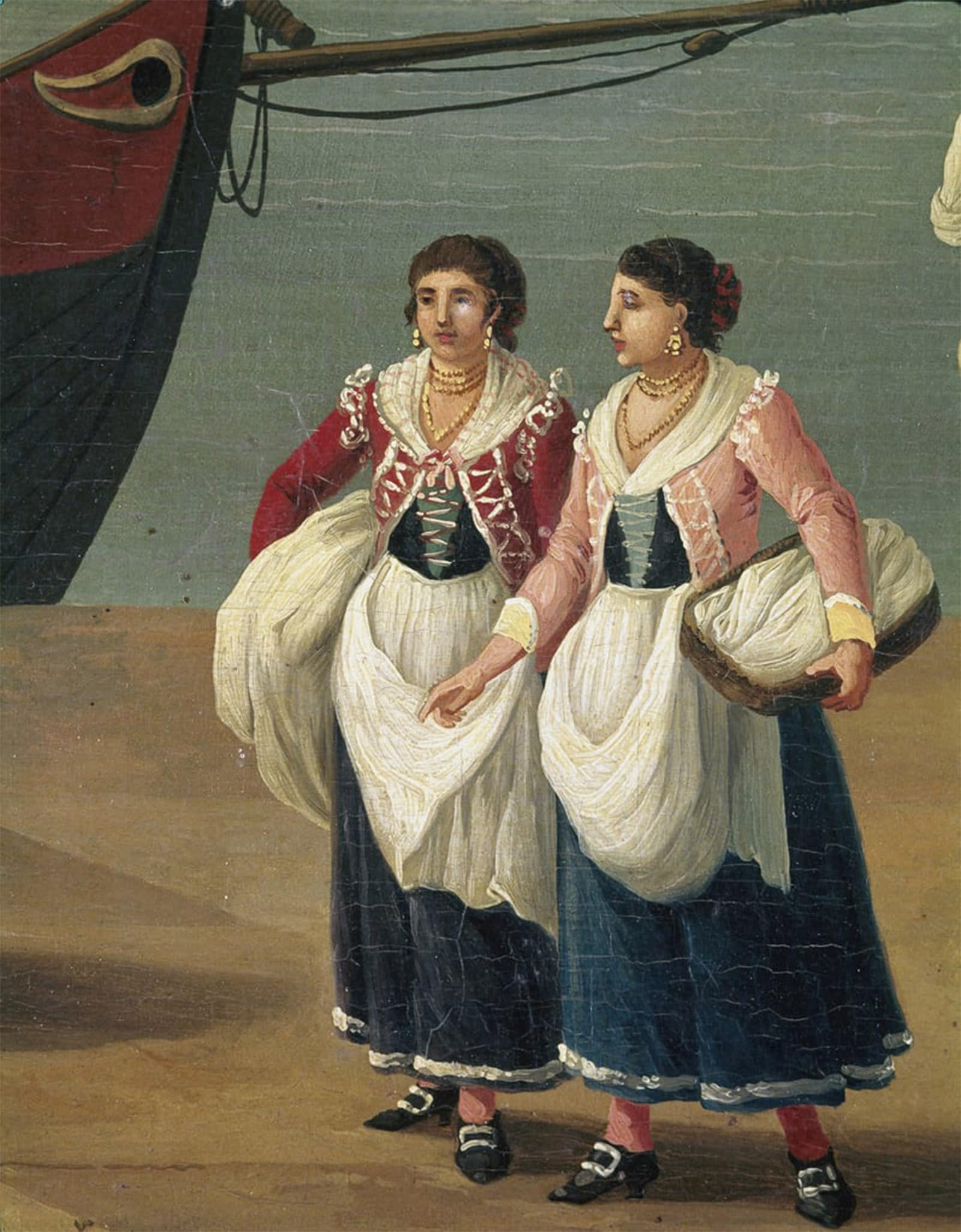 SERENDIPITP Retro Picture Poster Wall Art Pictures Painting Two Young Girls From Monopoli Puglia by Jacob Hackert Wall Art Canvas Print for Wall Decor 60x90cm