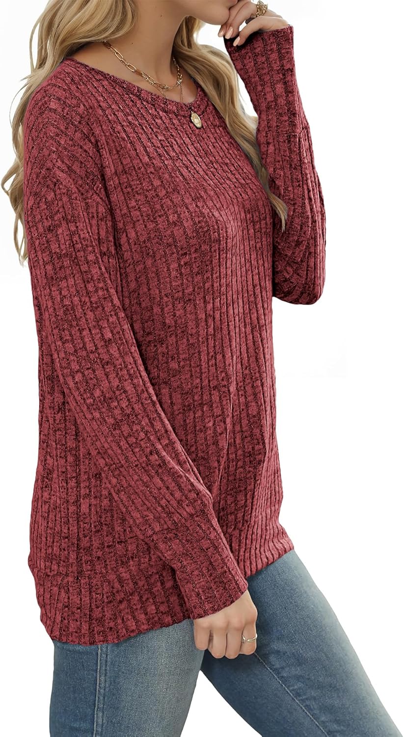 Buauty Womens Long Sleeve Shirt Tunics Tops For Fall Winter Spring, Lightweight Tunic Sweaters For Leggings Loose Fit Dressy Crew Neck Pullover Basic Sweaters For Women 2024 - Image 3