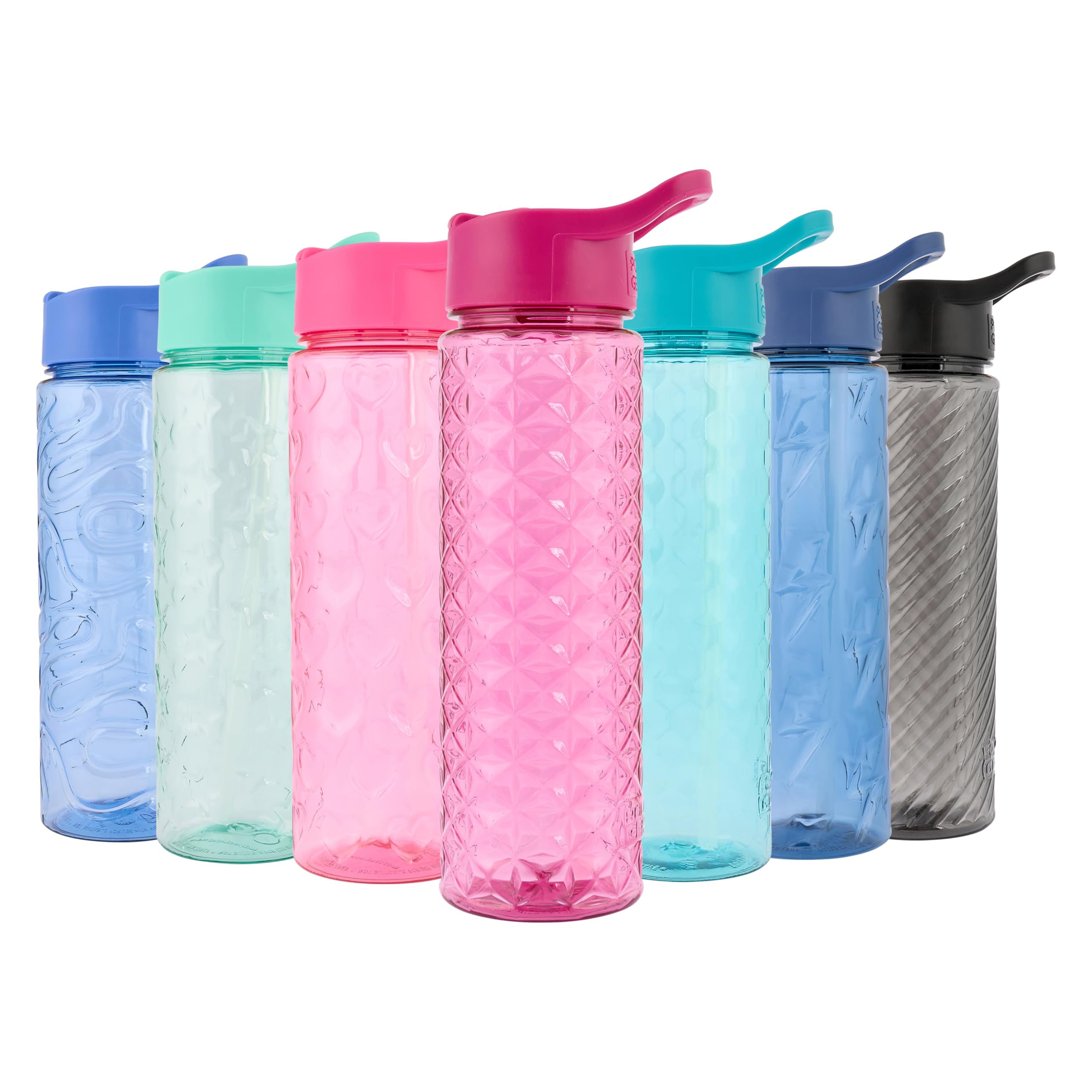 Polar Gear 700ml Ecozen Water Bottle with Fun Textured Designs - Flip-Up Lid, Leak & Spill-Proof, BPA-Free, Easy to Clean, Berry