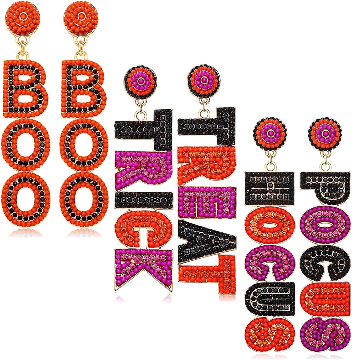 Halloween Earrings Set for Women Beaded Boo Ghost Pumpkin Earrings Cute Candy Corn Drop Dangle Earrings Halloween Jewelry Gifts Costume Party Accessory - Image 5