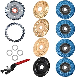 11PCS Wood Carving Disc for 4" or 4 1/2" Angle Grinder with 5/8" Arbor,Upgraded Angle Grinder Wood Carving Disc Set,Woodworking Grinder Attachment for Wood Cutting Carving Polishing