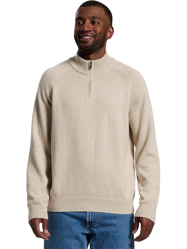 Taupe L.L.Bean Wicked Soft Cotton/Cashmere Sweaters 1/4 zip