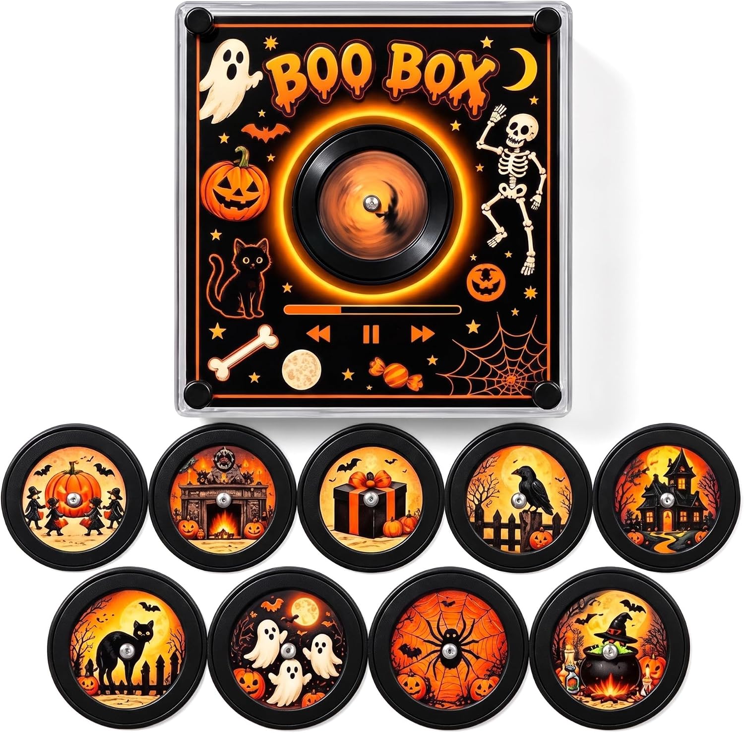 Christmas Magnetic Music Player Set Mini Retro Vinyl Record Fridge Magnet, Mini Vinyl Record Player-Inspired Fridge Magnetic Music Box, Holiday Music Tabletop Decor, Collectible Desktop Ornament Gift