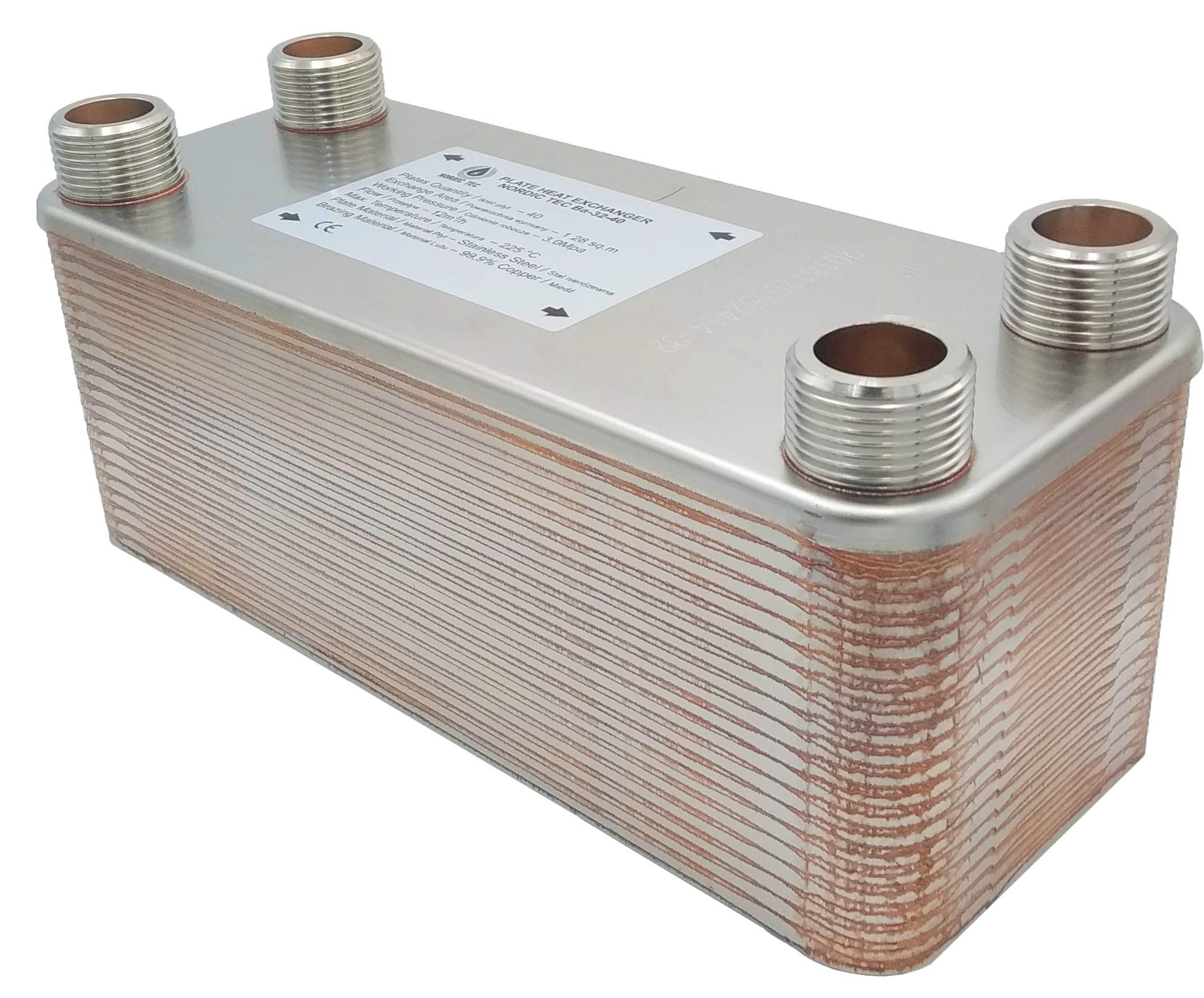 Nordic Tec Ba-32-40 - Scambiatore di calore in acciaio INOX, 40 piastre da 230 kW