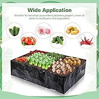 Vista 6 de 6 piezas de 35 galones de tela elevada cama de jardín transpirable contenedor de cultivo con 6 compartimentos rectangular grande elevado cama
