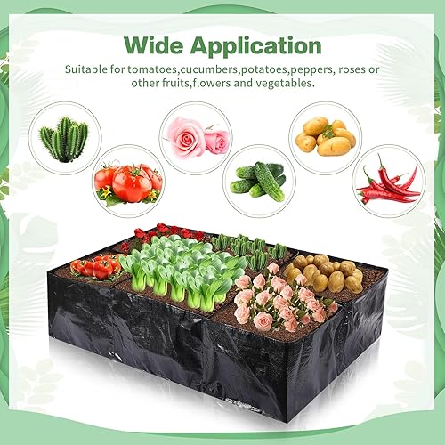 Miniatura 6 de 6 piezas de 35 galones de tela elevada cama de jardín transpirable contenedor de cultivo con 6 compartimentos rectangular grande elevado cama de