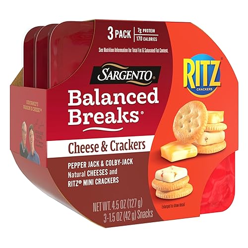Miniatura 4 de Sargento Balanced Breaks Cheese & Crackers, Pepper Jack & Colby-Jack Natural Cheeses y RITZ Mini Original Crackers Snack Kit, paquete de 3