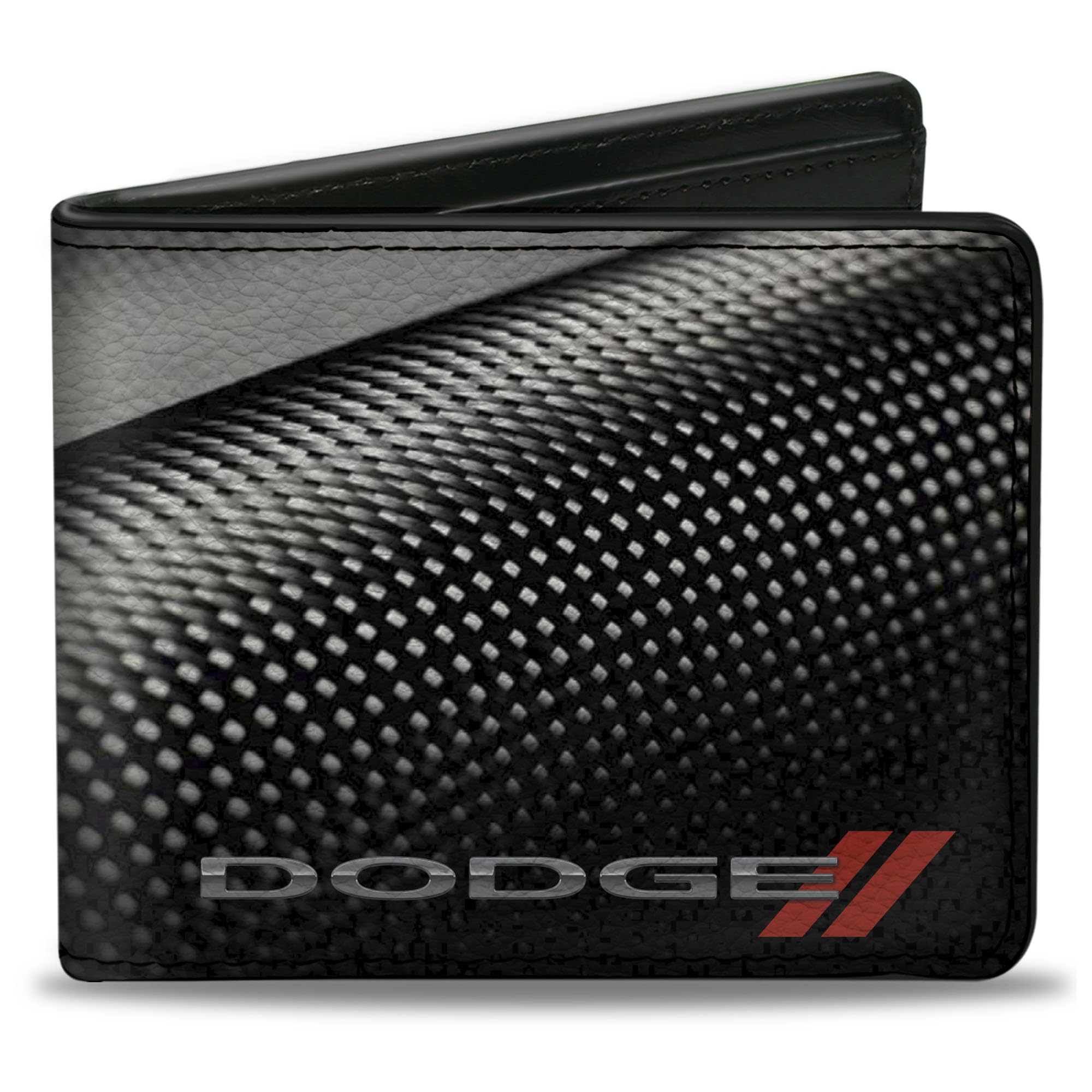 Buckle-Down Men's PU Bifold Wallet-Dodge Red Rhombus Carbon Fiber, Multicolor, 4.0" x 3.5"