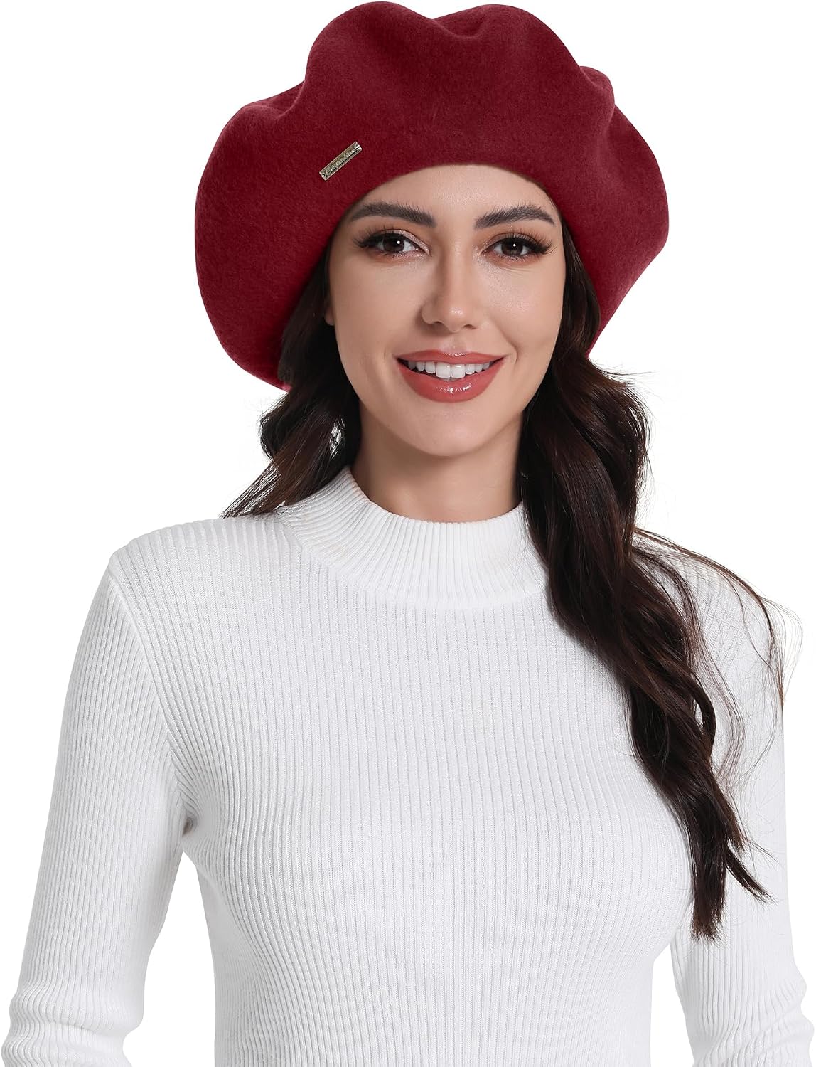 Super Large Brim Wool Beret Hat for Women - 90% Wool Oversized Classic French Berets Solid Color Painter's Hat