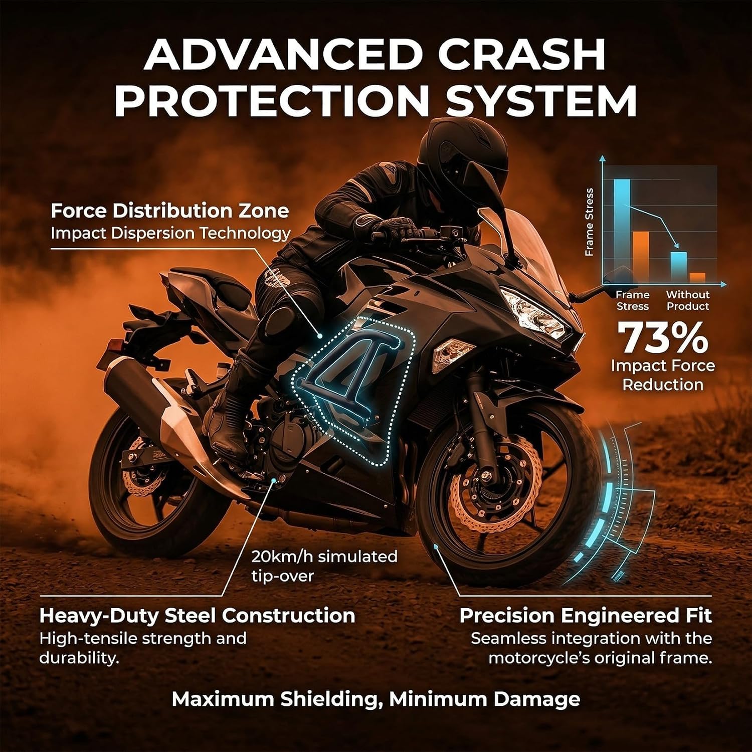 Motorcycle Engine Crash Bar Guard, PSLER Engine Side Guard Frame Falling Protector Bumper Fits for Ninja 500 2024 2025 2026, Ninja 400 2018-2026, Ninja 250 2018-2021 Motorcycle Crash Bars