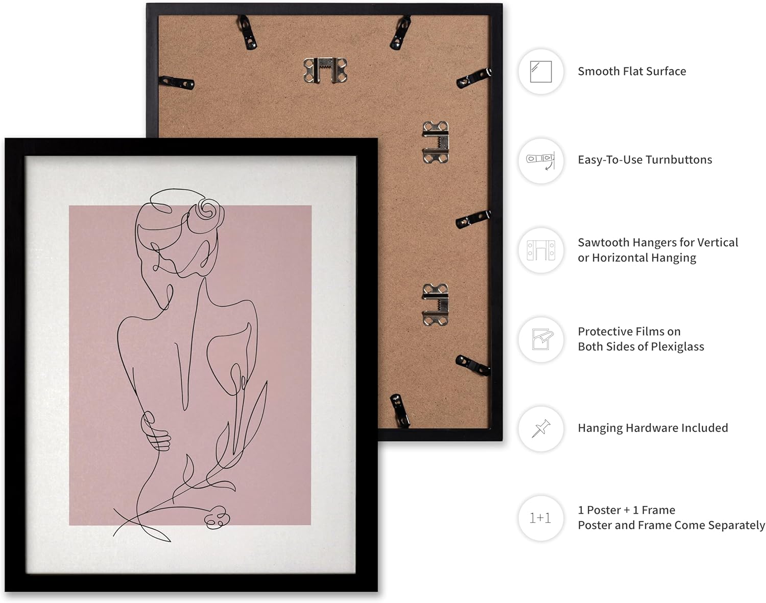 Poster Master Woman Poster - Nude Sketch Print - Line Print - Female Body Illustration - Modern Design - Abstract Art - Minimal Design - Living Room or Bedroom - 11x14 Black Framed