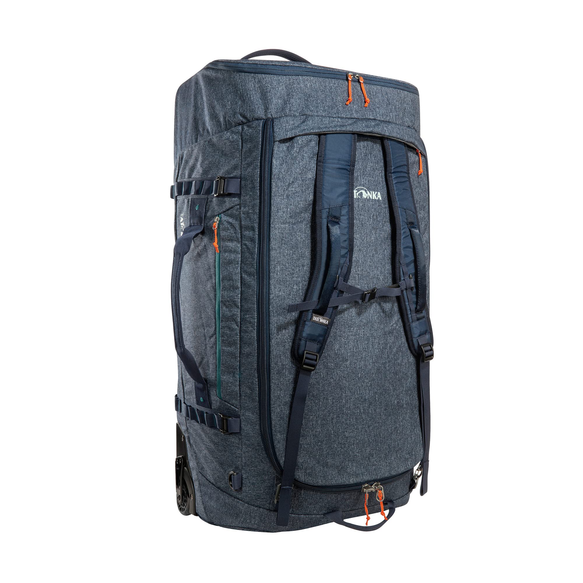 Tatonka Trolley Duffle Roller, 140 L, Foldable Travel Bag with Wheels and Backpack Function, Stows in Own Lid Pocket, 140 Litre Volume, Navy, 140 Liter, Large Trolley Without Frame