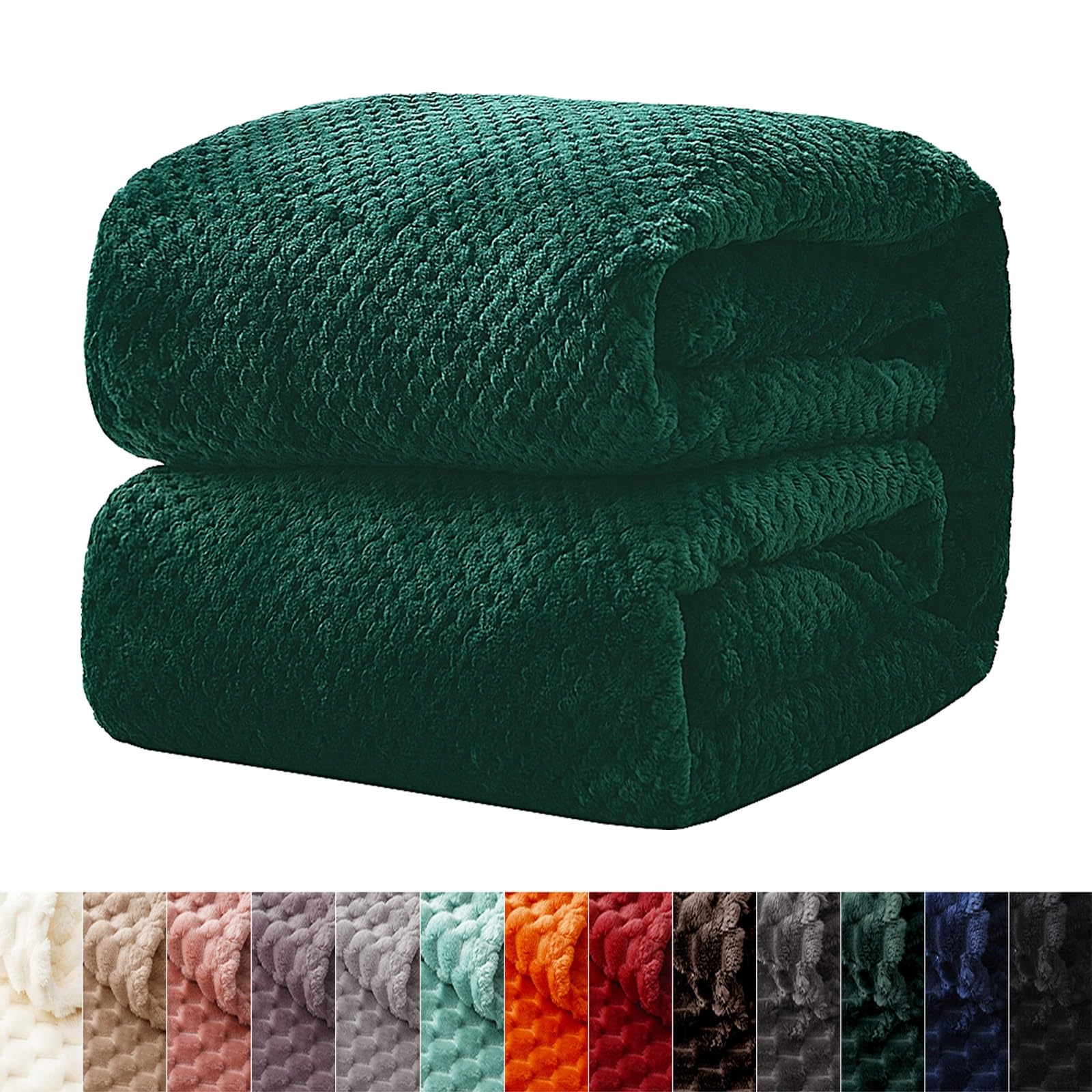 Couverture jetée de canapé 200x300 cm vert foncé ultra douce pour lit