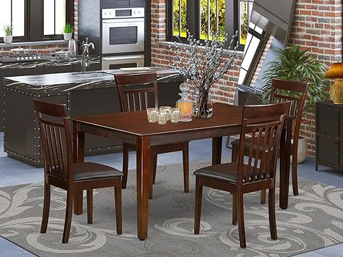 Miniatura 16 de East West Furniture CAP7S-CAP-C - Juego de comedor de 7 piezas que consta de una mesa rectangular y 6 sillas de cocina de tela de lino, 36 x 60