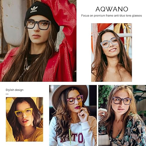 Miniatura 9 de AQWANO Gafas de lectura cuadradas para mujer, diseño elegante, bloque de luz azul, antirreflejos, filtro de rayos UV, fucsia 2.0