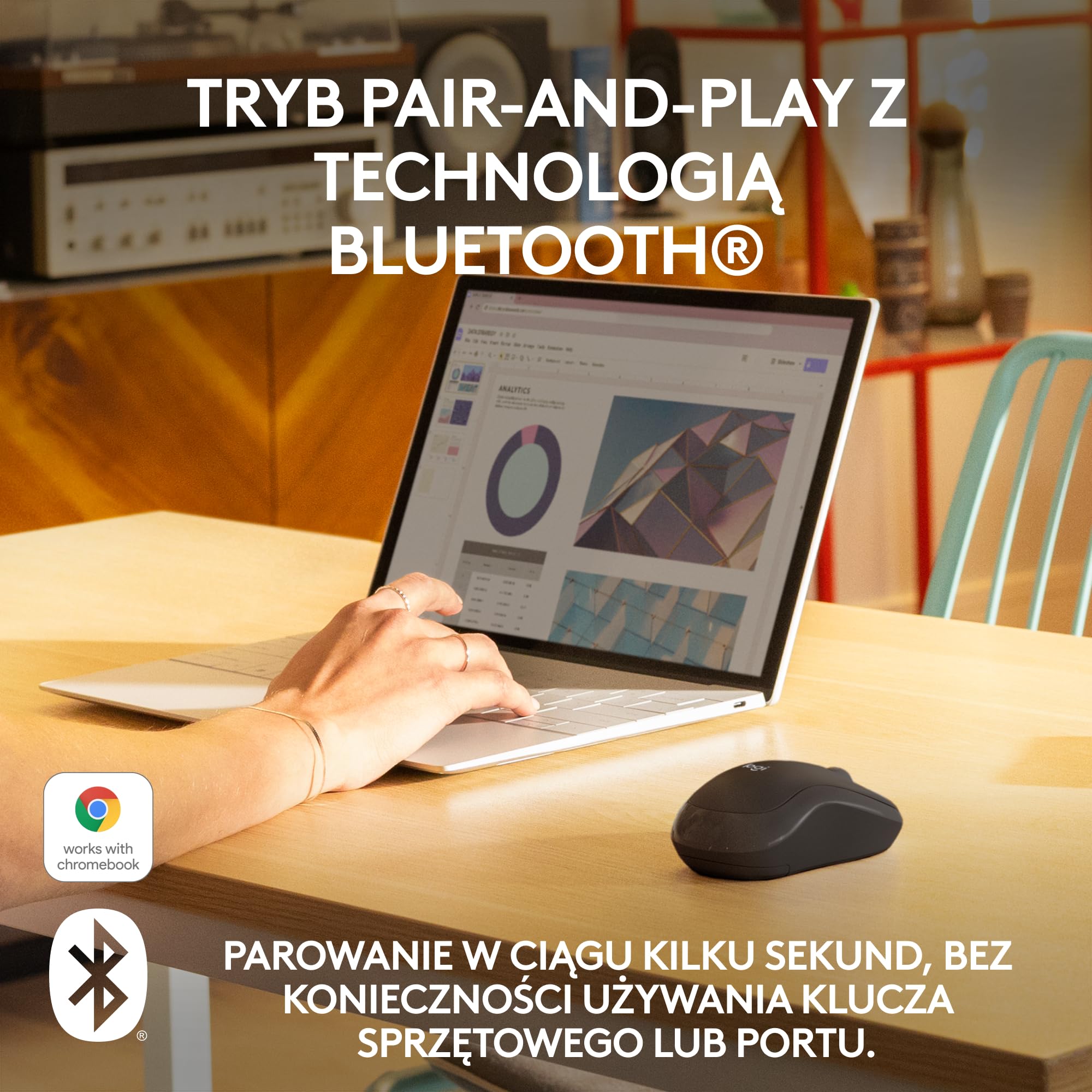 Logitech M240 Silent Bluetooth mysz, bezprzewodowa, kompaktowa, przenośna, śledzenie ruchów, bateria na 18 miesięcy, Windows, macOS, ChromeOS, zgodność z PC, Mac, laptop, tablet - Czarny